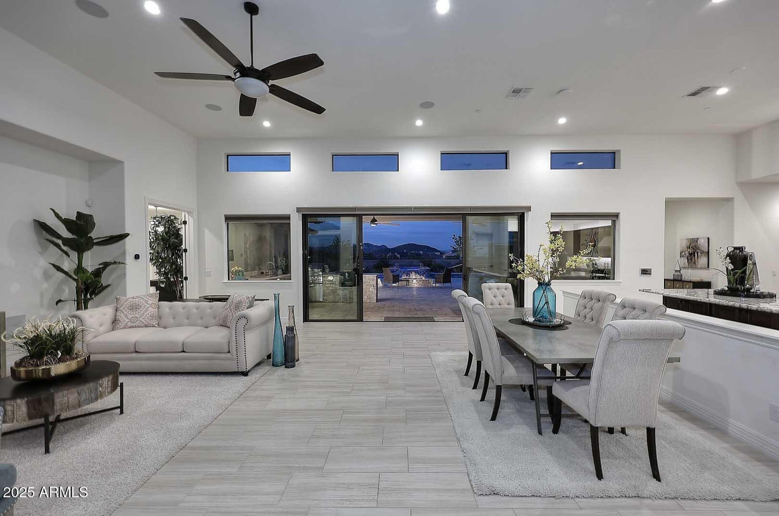 Staged dining area